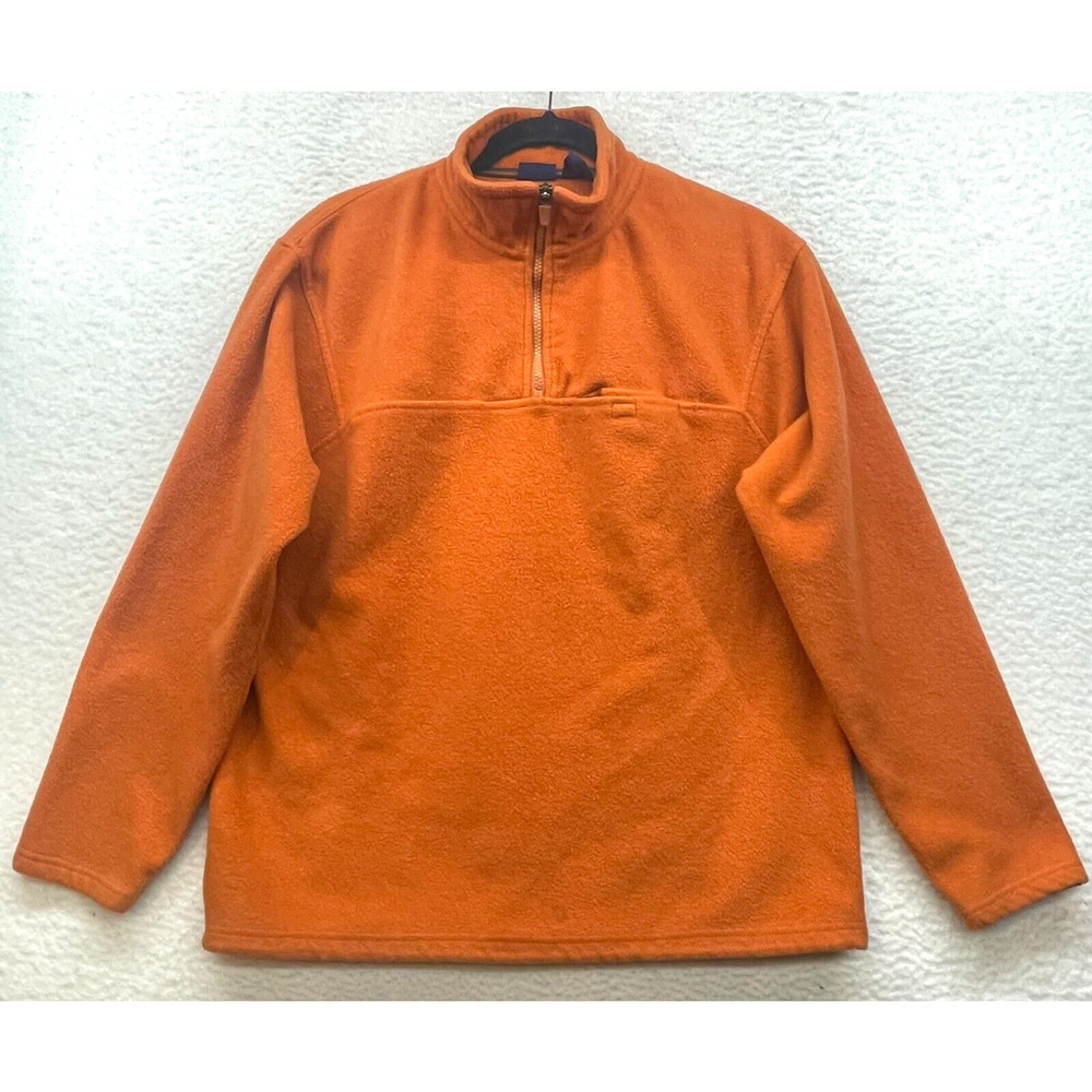 Vintage BUM Equipment Sweater Mens Medium Orange 1/4 Zip Pullover Fleece Retro